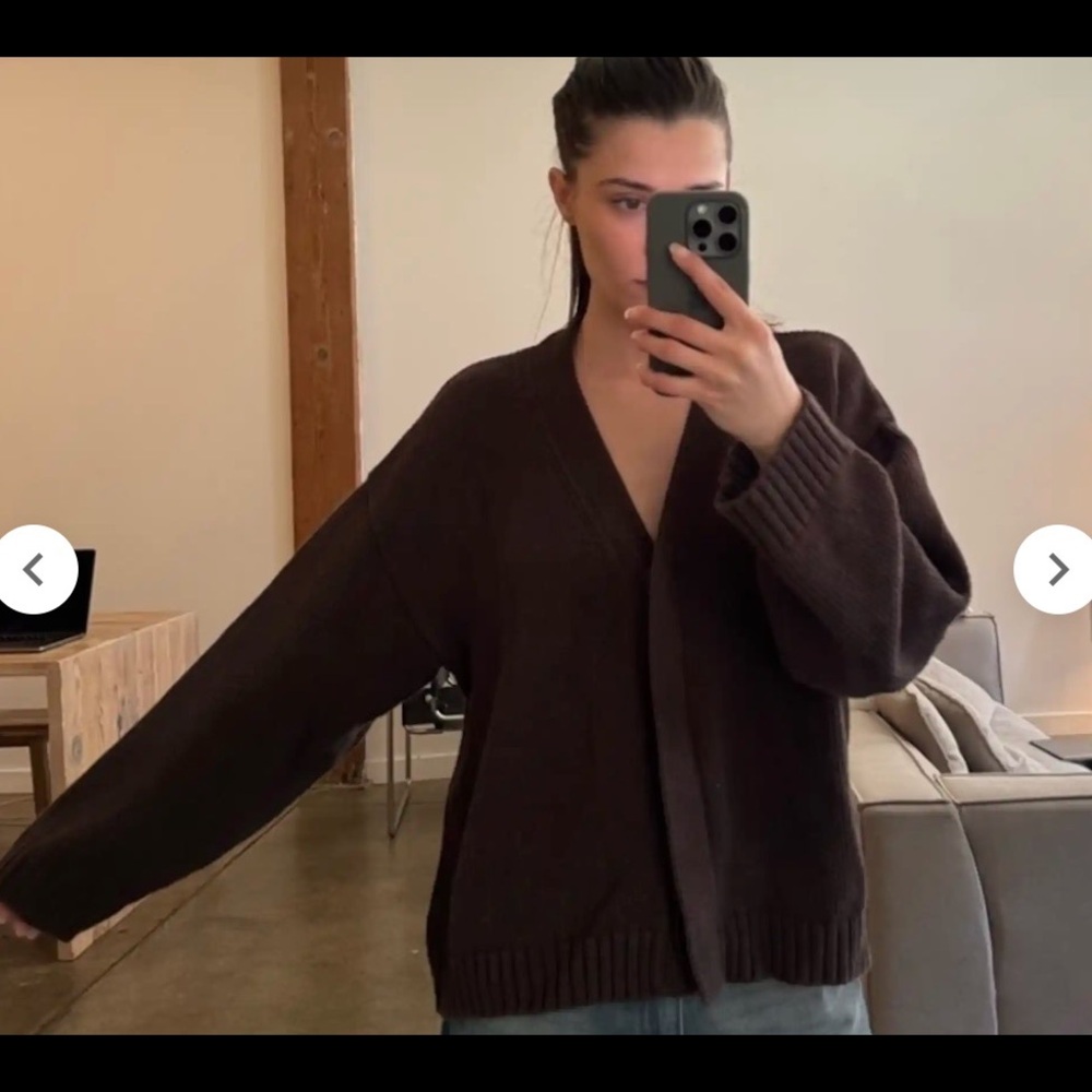 James Street Co Oversized Cotton Cardigan in Cocoa size XS